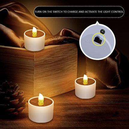 Flameless LED Tea Light Plastic Solar Energy Candle Yellow Light Power LED Flameless Electronic Tea Lights Lamp For Outdoor