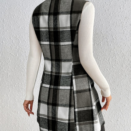 Plaid Button Up Vest Coat