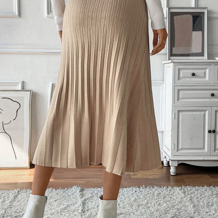 Perfee Pleated Midi Sweater Skirt