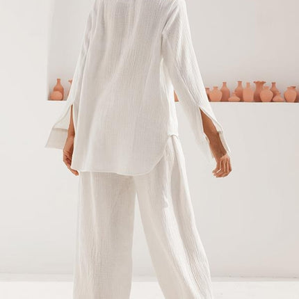 Basic Bae Buttery-Soft V-Neck Long Sleeve Top and Pants Set