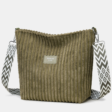 Corduroy Solid Color Crossbody with Removable Strap