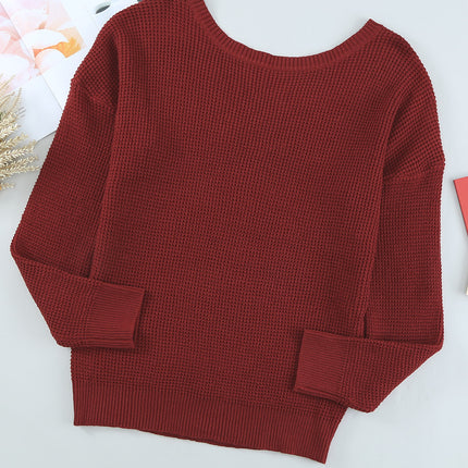 Crisscross Back Boat Neck Sweater