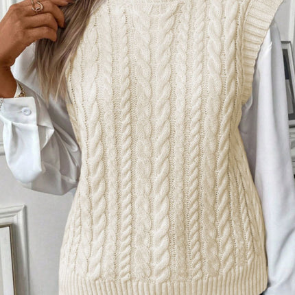 Cable Knit Turtleneck Sweater Vest