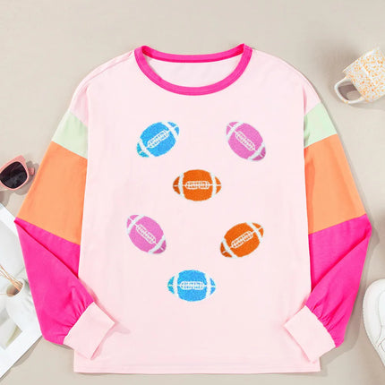 Football Round Neck Long Sleeve Top