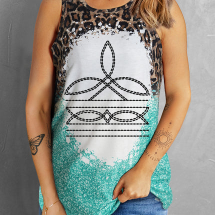 Leopard Geometric Round Neck Tank