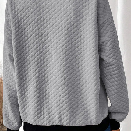 Textured Collared Neck Long Sleeve Top