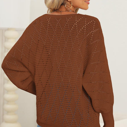 Lace Detail V-Neck Long Sleeve Sweater