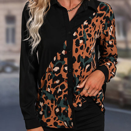 Honey Leopard Long Sleeve Blouse