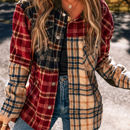 Plaid Button Up Long Sleeve Jacket