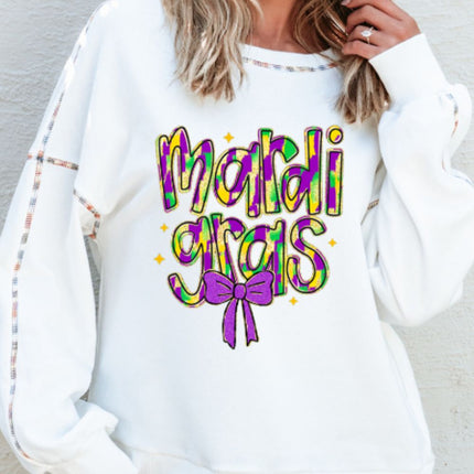 MARDI GRAS Round Neck Long Sleeve Sweatshirt