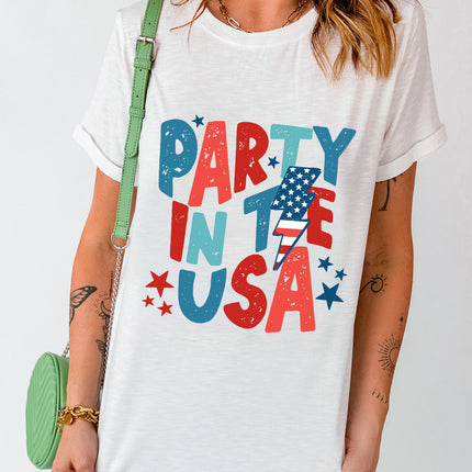 Letter Graphic Round Neck Short Sleeve T-Shirt - Vickie Lynn's