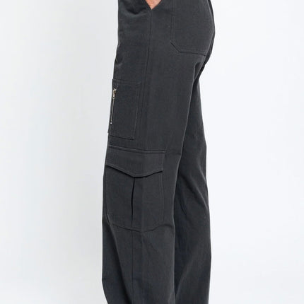 Tasha Apparel High Waisted Wide Leg Cargo Pants with Pockets