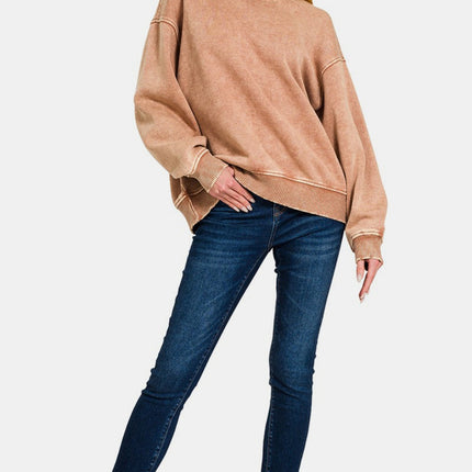 Zenana Acid Wash Oversized Fleece Sweatshirt