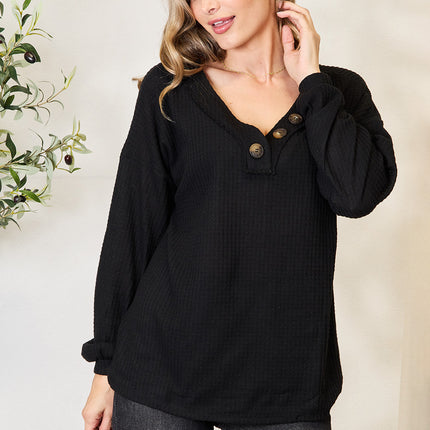 Zenana Buttoned Long Sleeve Blouse