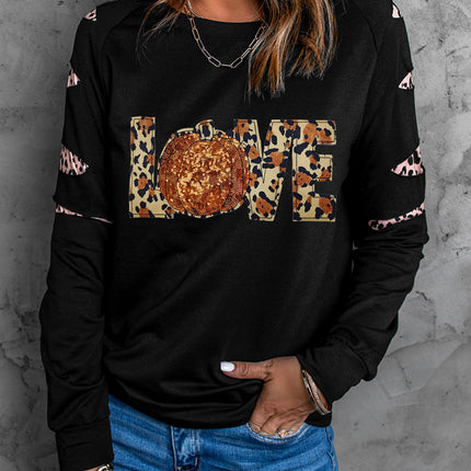 Sequin Leopard Long Sleeve Sweatshirt