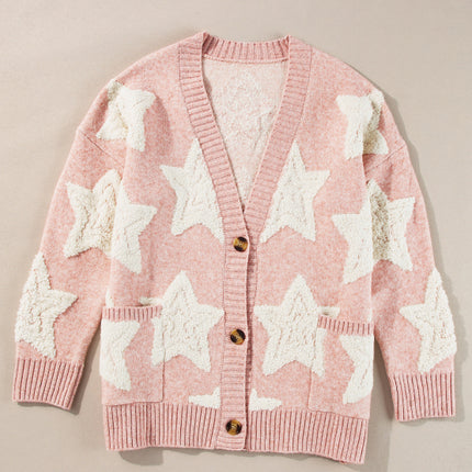 Sherpa Star V-Neck Cardigan with Pockets