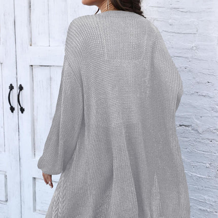 Cable-Knit Open Front Long Sleeve Cardigan