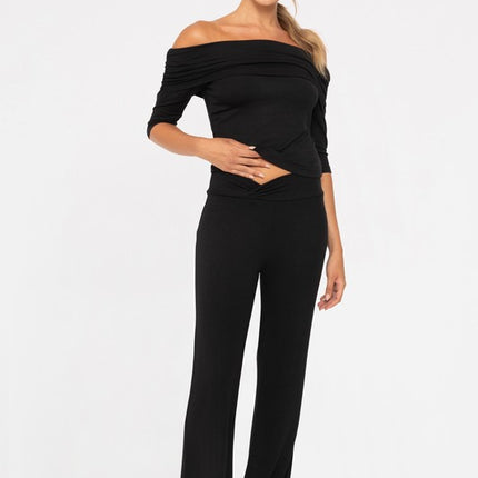 Mono B Cross Pleat Flare Pants