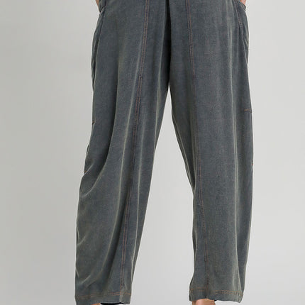 Umgee Elastic Waist Baggy Fit Pants with Pockets