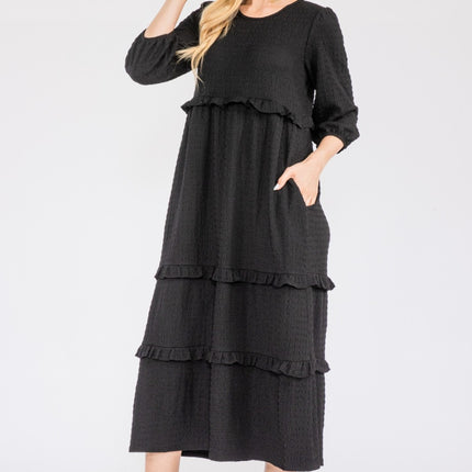 Celeste Full Size Tiered-Ruffle Midi Dress