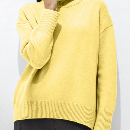 Turtleneck Drop Shoulder Long Sleeve Sweater