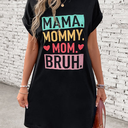 Letter Graphic Short Sleeve Mini Tee Dress
