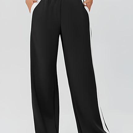 Side Striped Wide Leg Pants