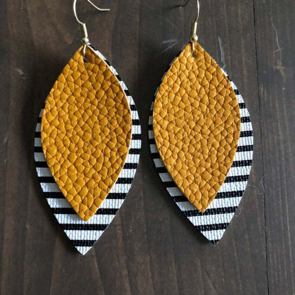 PU Leather Leaf Dangle Earrings