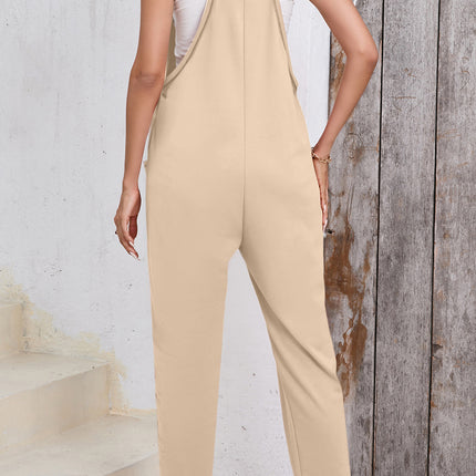 Pocketed Scoop Neck Spaghetti Strap Overalls