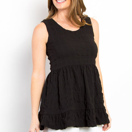 Be Stage Ruffled Sleeveless Babydoll Top