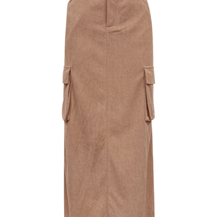 Slit Corduroy Maxi Skirt with Pockets