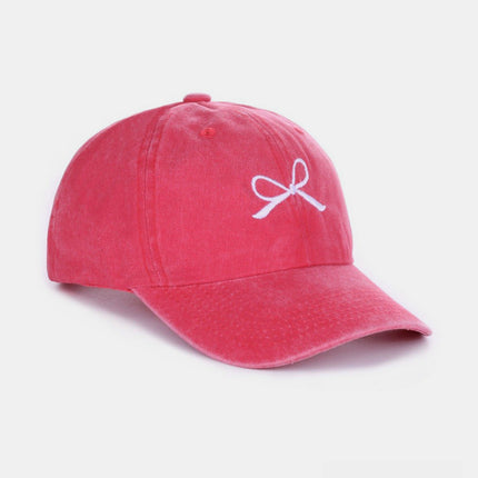 Zenana Bow Embroidered Washed Cotton Caps