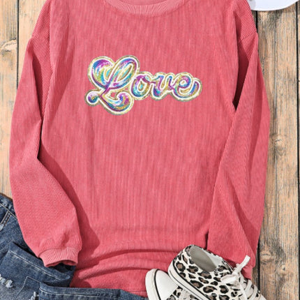 Valentine's Day LOVE Round Neck Long Sleeve Sweatshirt