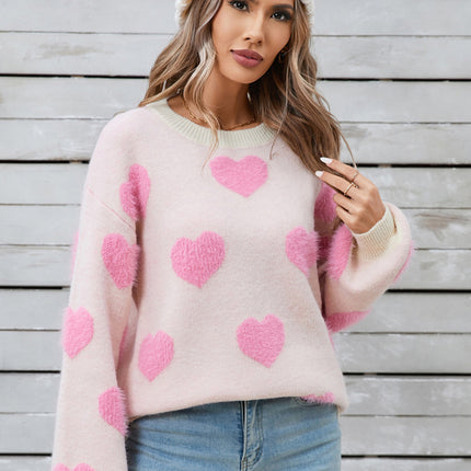 Angel Wings Heart Dropped Shoulder Long Sleeve Sweater