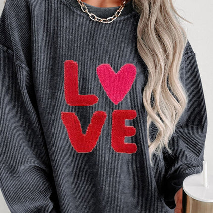 Valentine’s Day LOVE Round Neck Long Sleeve Sweatshirt