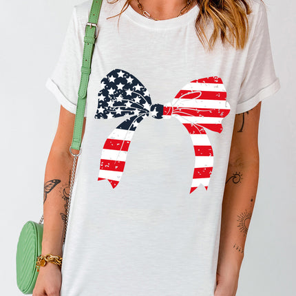 Bow Round Neck Short Sleeve T-Shirt