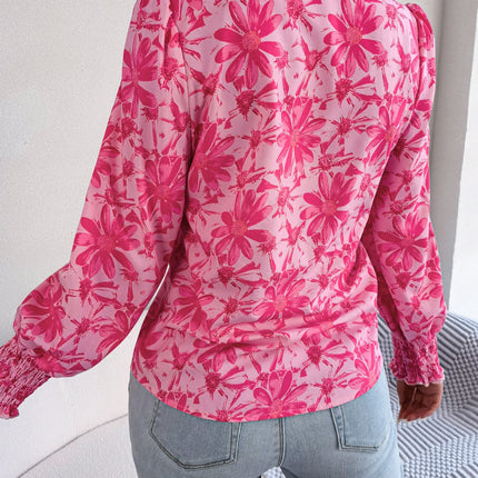 Floral Collared Neck Long Sleeve Shirt