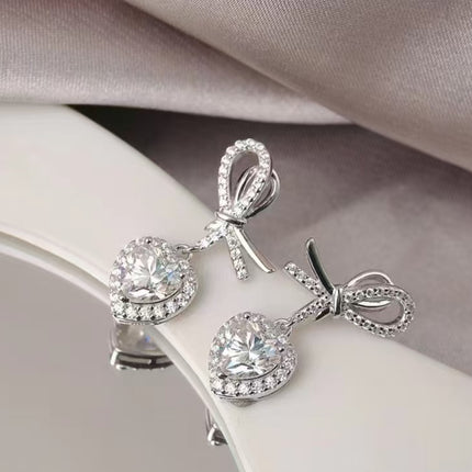 2 Carat Moissanite 925 Sterling Silver Heart Earrings