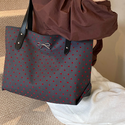 Polyester Bow Polka Dot Tote Bag