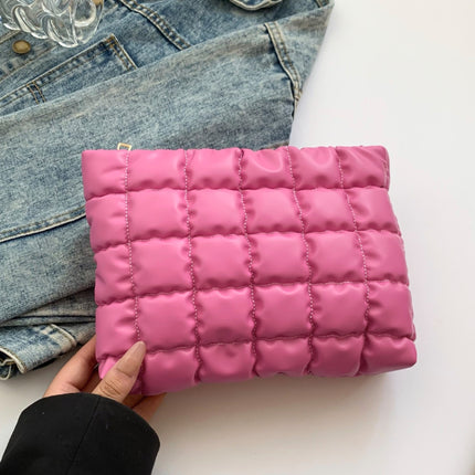 Quilted Plaid Clutch with Zipper