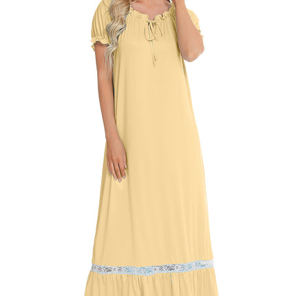 Lace Detail Short Sleeve Lounge Dress