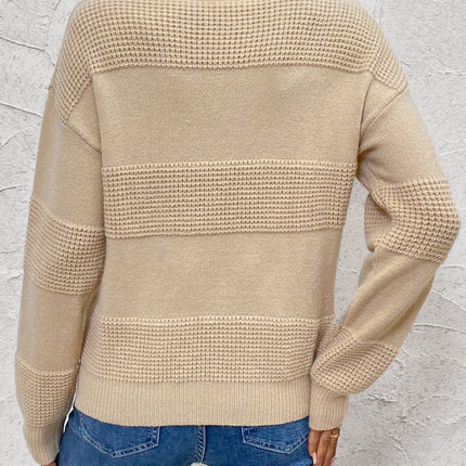 Perfee Johnny Collar Dropped Shoulder Sweater