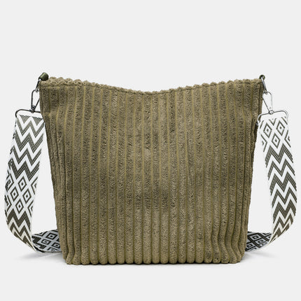 Corduroy Solid Color Crossbody with Removable Strap