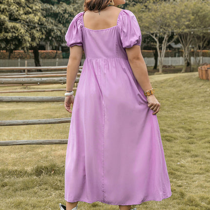 Plus Size Tie Neck Short Sleeve Dress