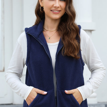 Zip Up Vest Coat with Pockets