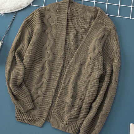 Cable-Knit Open Front Cardigan