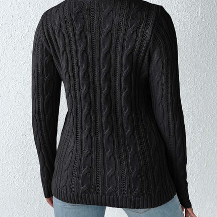 Cable-Knit Round Neck Long Sleeve Sweater