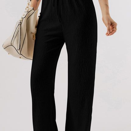 Textured Straight Leg Pants