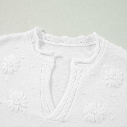 Daisy Notched Long Sleeve Sweater