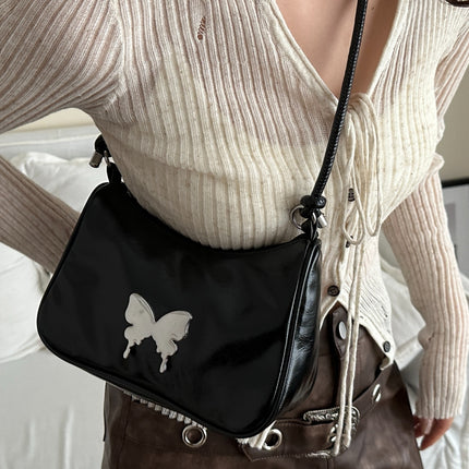 Butterfly PU Leather Knotted Strap Shoulder Bag